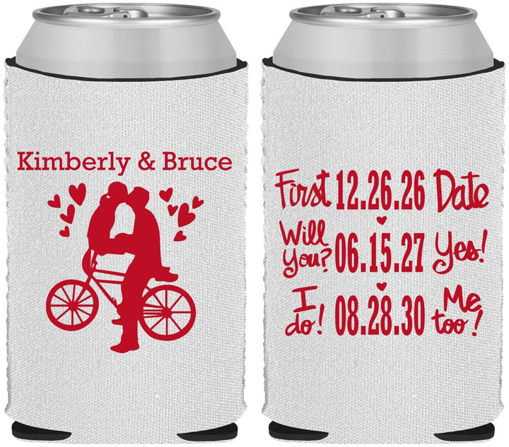 Custom Wedding Neoprene Can Coolers - First Date Will You I Do | 497