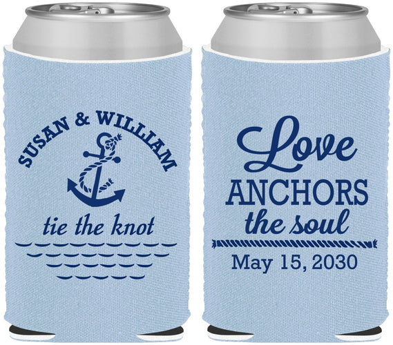 Custom Wedding Neoprene Can Coolers - Love Anchors The Soul | 498