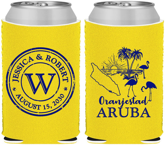 Custom Wedding Neoprene Can Coolers - Aruba | 505