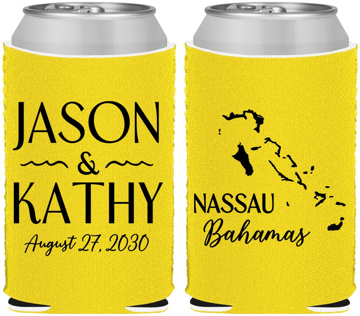 Custom Wedding Neoprene Can Coolers - Bahamas | 506