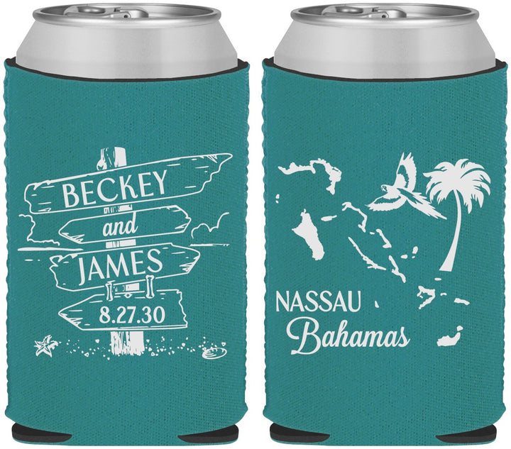 Custom Wedding Neoprene Can Coolers - Bahamas | 507