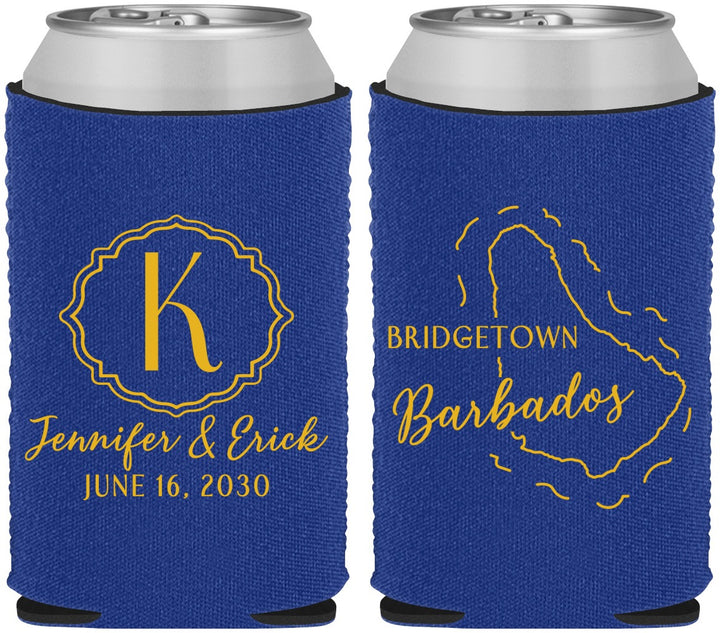 Custom Wedding Neoprene Can Coolers - Barbados | 508