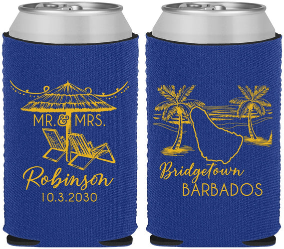 Custom Wedding Neoprene Can Coolers - Barbados | 509