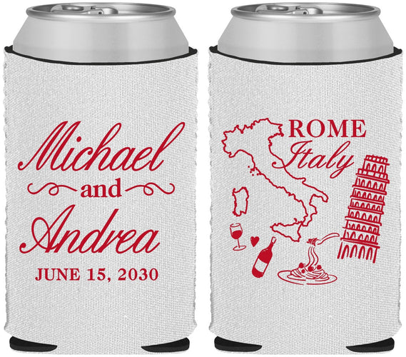 Custom Wedding Neoprene Can Coolers - Italy | 515