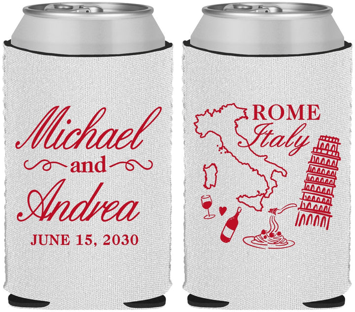 Custom Wedding Neoprene Can Coolers - Italy | 515