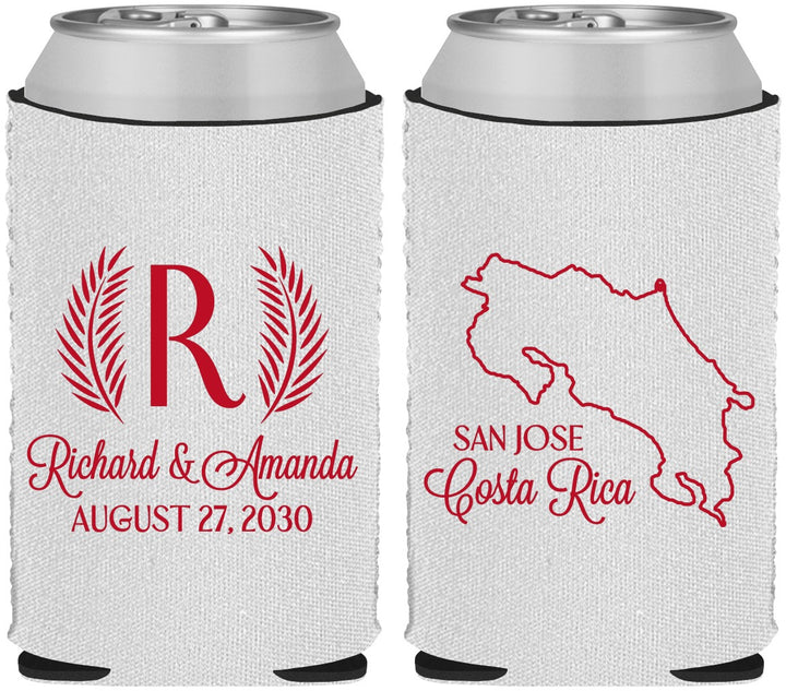 Custom Wedding Neoprene Can Coolers - Costa Rica | 518