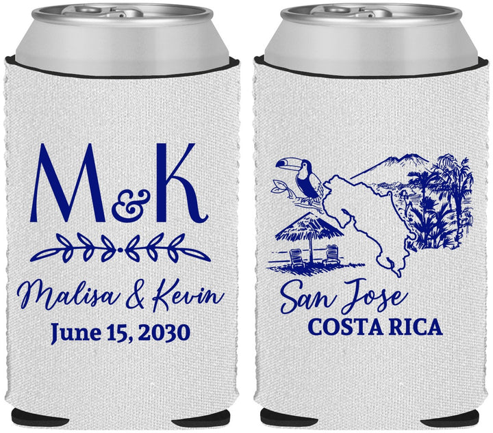 Custom Wedding Neoprene Can Coolers - Costa Rica | 519
