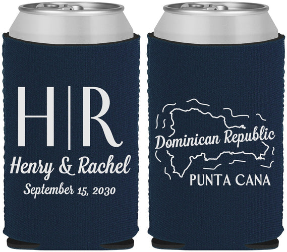 Custom Wedding Neoprene Can Coolers - Domincan Republic | 522