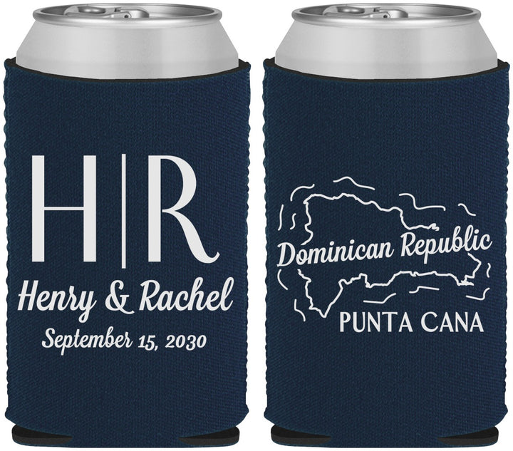 Custom Wedding Neoprene Can Coolers - Domincan Republic | 522