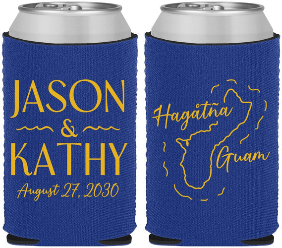 Custom Wedding Neoprene Can Coolers - Guam | 526