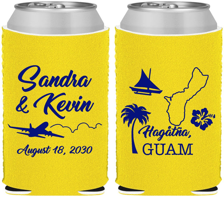 Custom Wedding Neoprene Can Coolers - Guam | 527