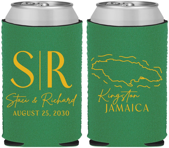 Custom Wedding Neoprene Can Coolers - Jamaica | 530