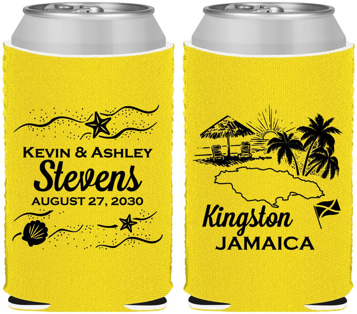 Custom Wedding Neoprene Can Coolers - Jamaica | 531