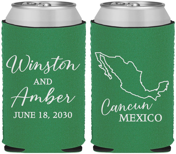 Custom Wedding Neoprene Can Coolers - Mexico | 534