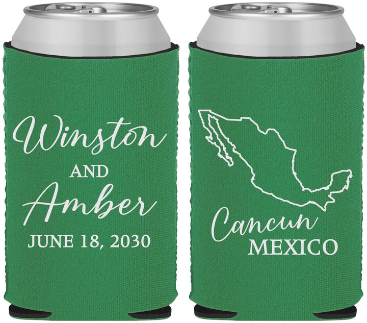 Custom Wedding Neoprene Can Coolers - Mexico | 534