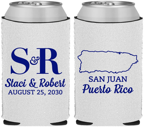 Custom Wedding Neoprene Can Coolers - Puerto Rico | 538