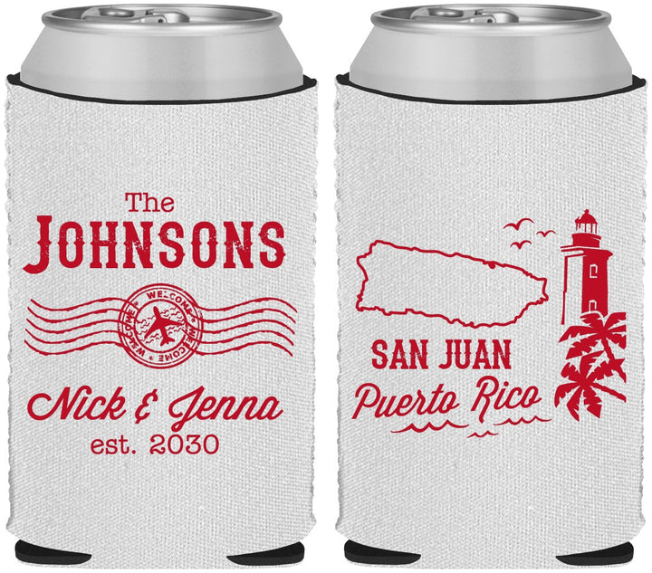 Custom Wedding Neoprene Can Coolers - Puerto Rico | 539