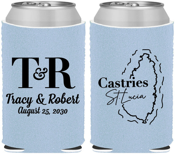Custom Wedding Neoprene Can Coolers - St Lucia | 540