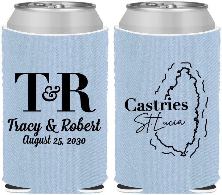 Custom Wedding Neoprene Can Coolers - St Lucia | 540
