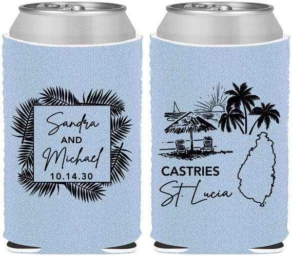 Custom Wedding Neoprene Can Coolers - St Lucia | 541