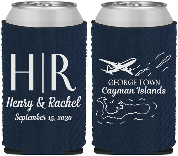 Custom Wedding Neoprene Can Coolers - Cayman Island | 544