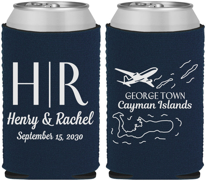 Custom Wedding Neoprene Can Coolers - Cayman Island | 544