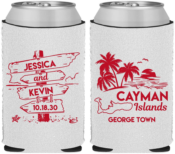 Custom Wedding Neoprene Can Coolers - Cayman Island | 545