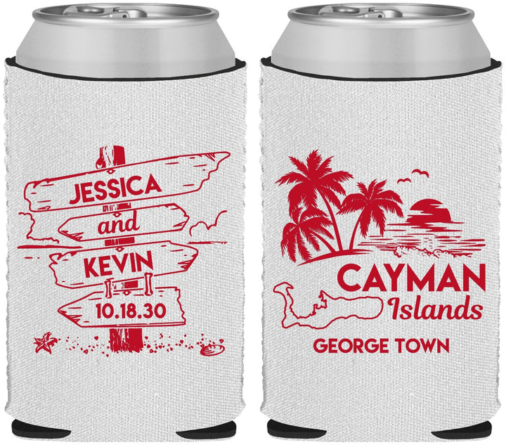 Custom Wedding Neoprene Can Coolers - Cayman Island | 545