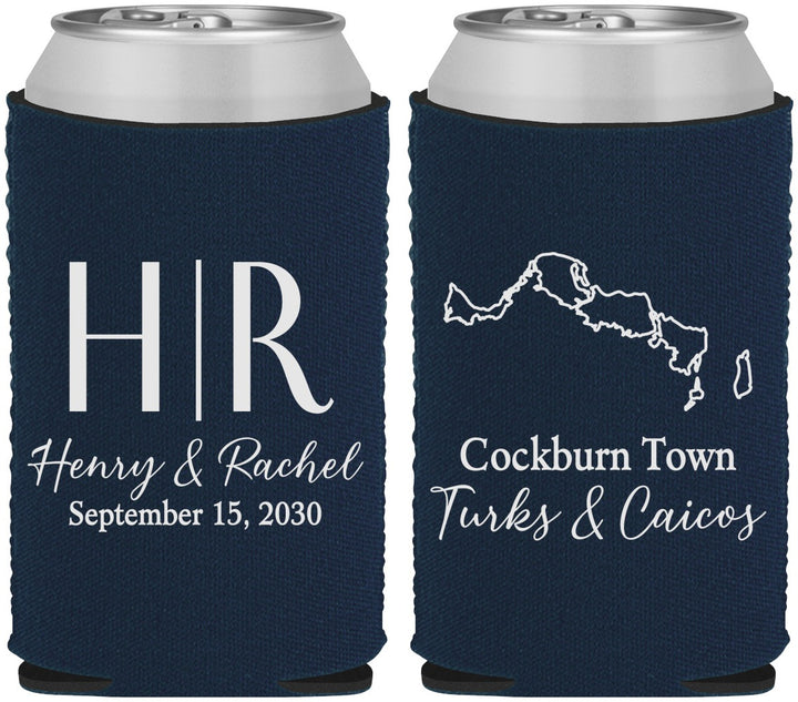 Custom Wedding Neoprene Can Coolers - Turks And Caicos | 546