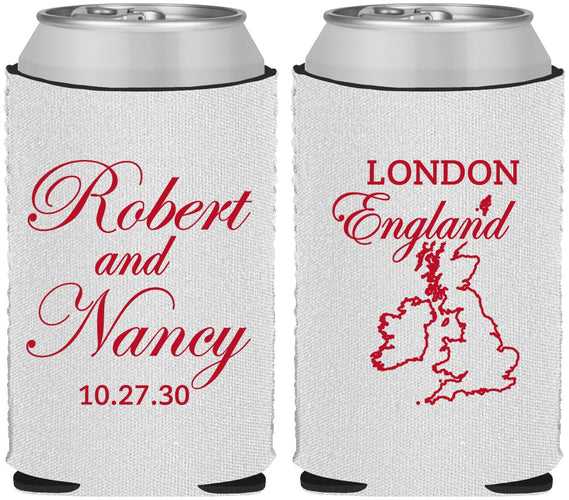 Custom Wedding Neoprene Can Coolers - England | 548