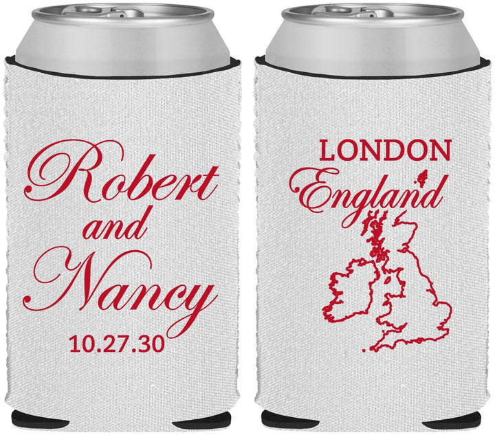 Custom Wedding Neoprene Can Coolers - England | 548