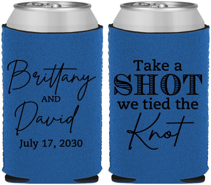 Custom Wedding Neoprene Can Coolers - Take A Shot We Tied The Knot | 550