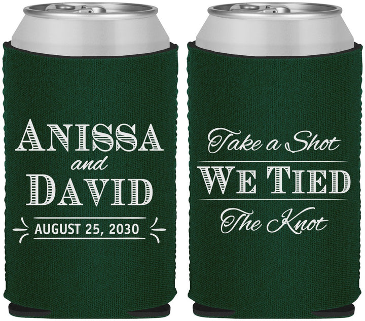 Custom Wedding Neoprene Can Coolers - Take A Shot We Tied The Knot | 551
