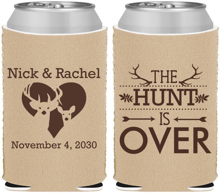 Custom Wedding Neoprene Can Coolers - The Hunt Is Over | 554