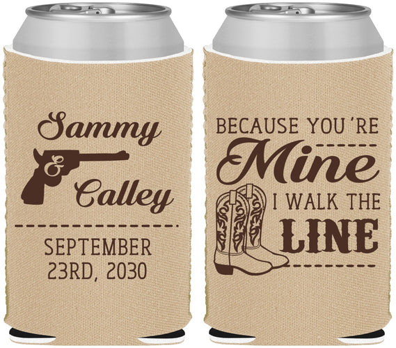 Custom Wedding Neoprene Can Coolers - I Walk The Line | 555