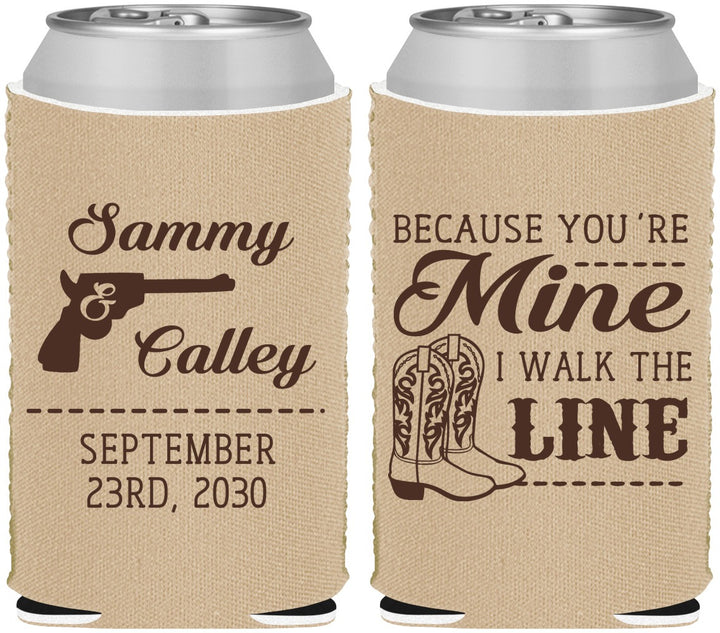 Custom Wedding Neoprene Can Coolers - I Walk The Line | 555