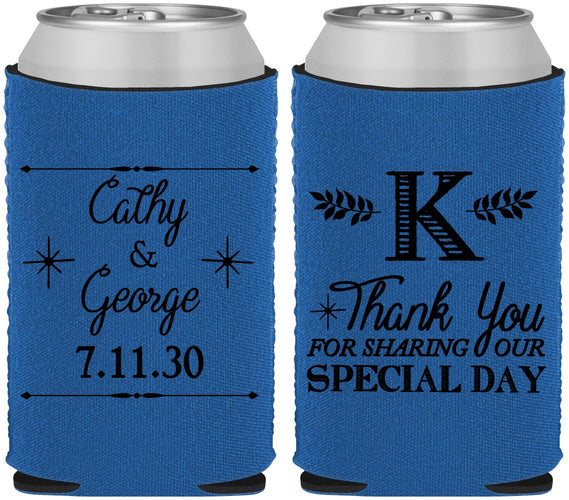 Custom Wedding Neoprene Can Coolers - Monogram | 556