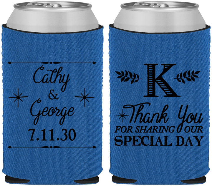 Custom Wedding Neoprene Can Coolers - Monogram | 556