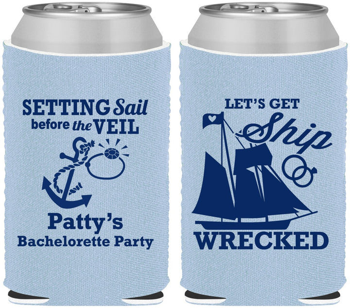 Custom Bachelorette Neoprene Can Coolers - Lets Get Ship Wrecked | 60011