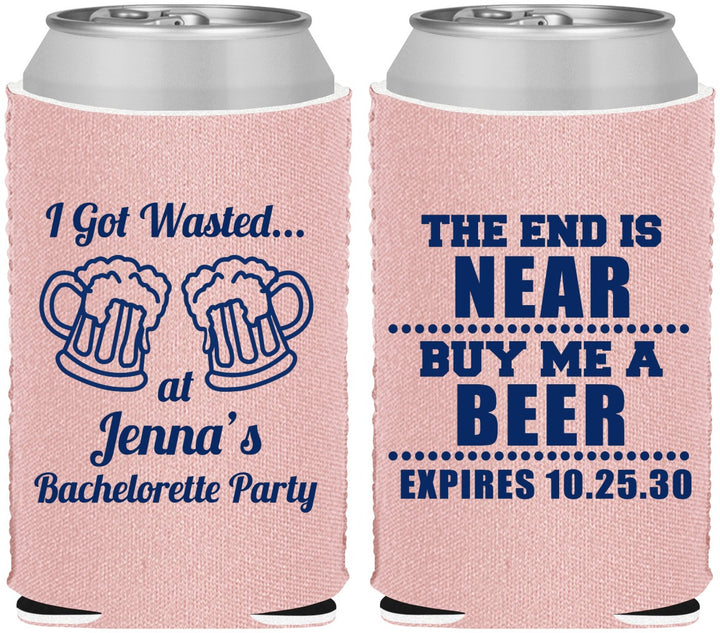 Custom Bachelorette Neoprene Can Coolers - I Got Wasted | 60015