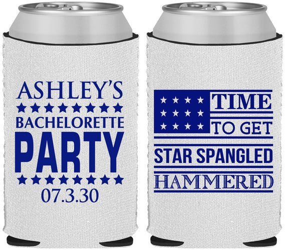Custom Bachelorette Neoprene Can Coolers - Star Spangled Hammered | 60025