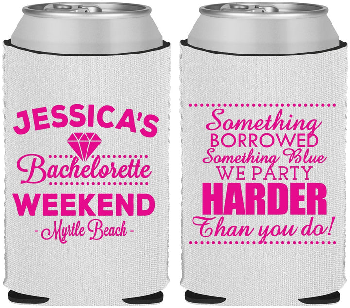 Custom Bachelorette Neoprene Can Coolers - Something Borrowed | 60028
