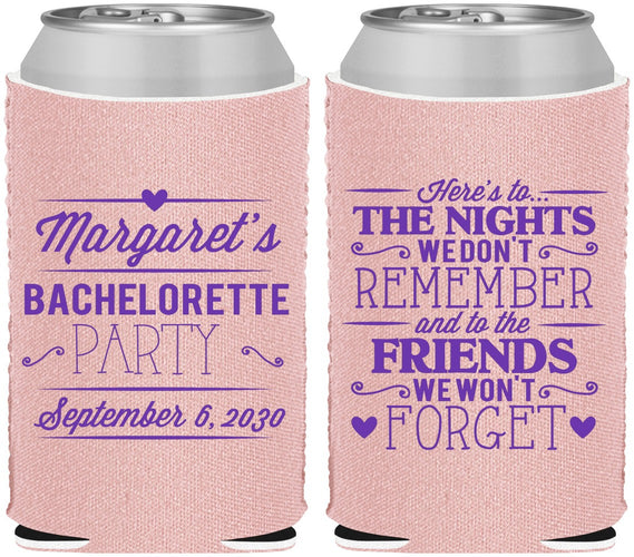 Custom Bachelorette Neoprene Can Coolers - Nights Remember | 60034