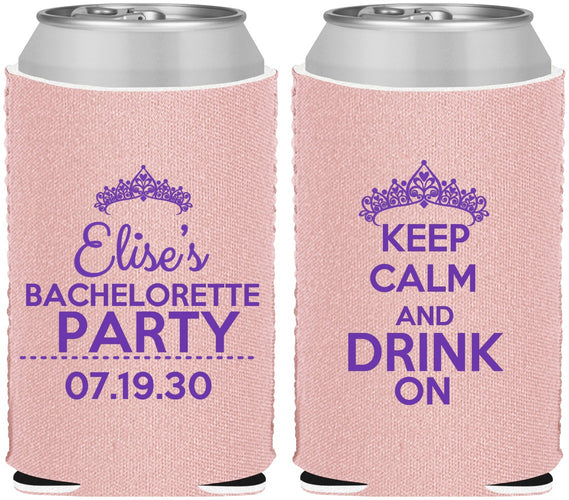 Custom Bachelorette Neoprene Can Coolers - Keep Calm Drink On | 60036