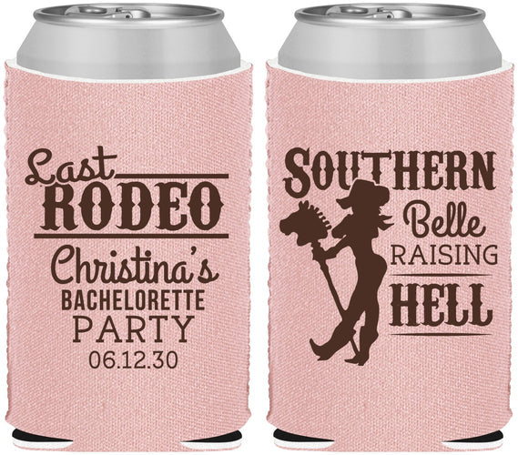 Custom Bachelorette Neoprene Can Coolers - Raising Hell Last Rodeo | 60042