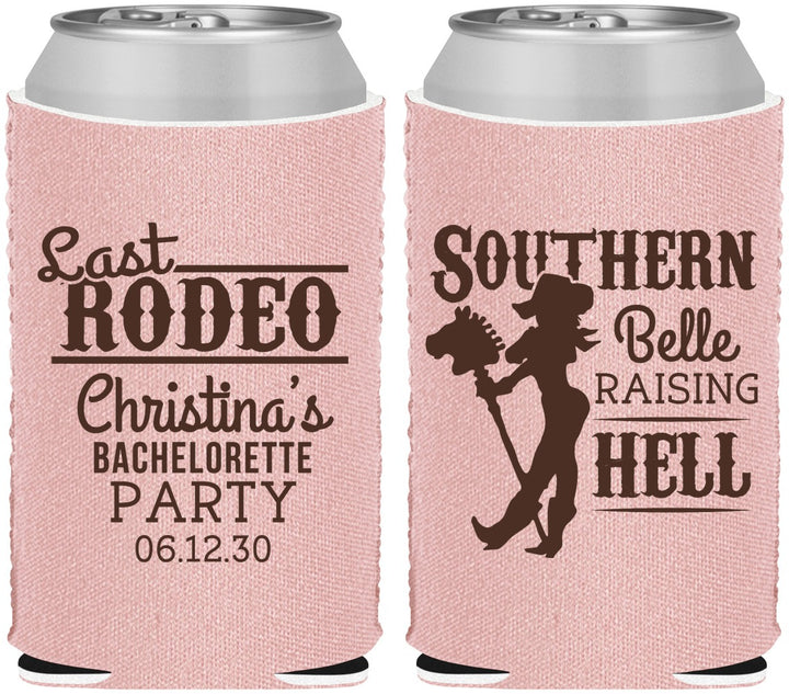 Custom Bachelorette Neoprene Can Coolers - Raising Hell Last Rodeo | 60042