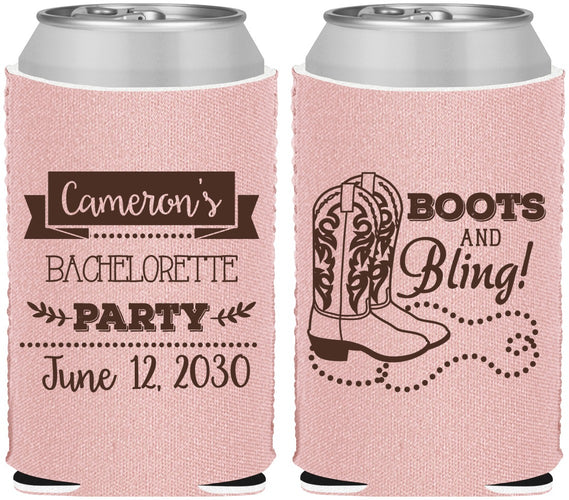 Custom Bachelorette Neoprene Can Coolers - Boots And Bling | 60044