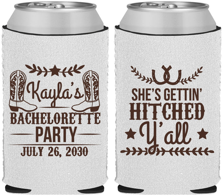 Custom Bachelorette Neoprene Can Coolers - Getting Hitched Yall | 60047