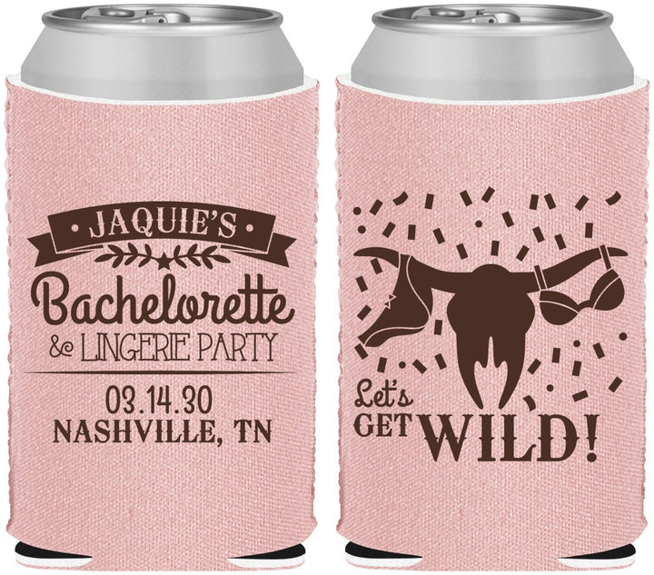 Custom Bachelorette Neoprene Can Coolers - Lets Get Wild Cowgirl | 60048