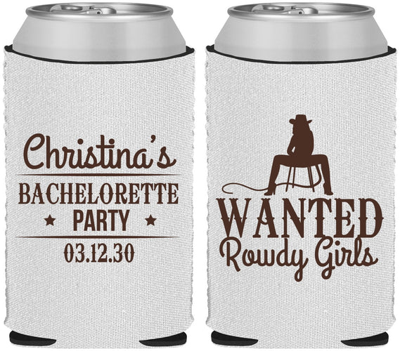 Custom Bachelorette Neoprene Can Coolers - Wanted Rowdy Girls | 60049